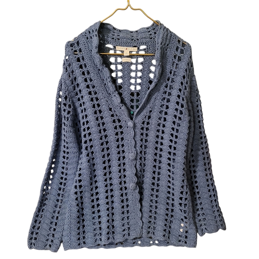 Tommy Hilfiger Hand Knit open weave cotton sweater - M.      N8